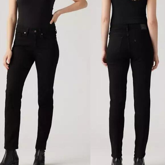 NWT Levi's Cotton Blend Mid-Rise Classic Straight Jeans Black Women's Size 22 M - Picture 1 of 14